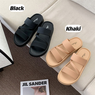 Slippers for Women Summer Outer Wear 2025 Summer New Thick-Soled Fashion Sandals Beach Shoes Lazy Roman Slippers for Women Wholesale