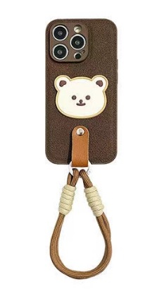 Cuerda corta + Parche de oso marrón + cuero marrón + Patrón de foso lunar