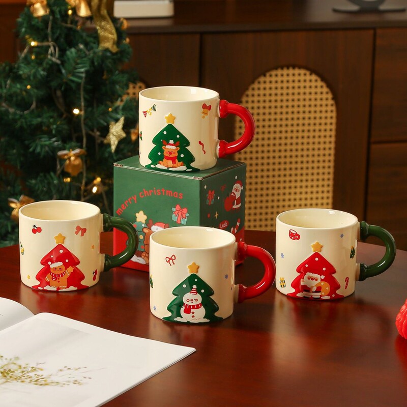Christmas Mug Santa Claus Ceramic Cup Household Water Cup Creative High-Value Christmas Gift Souvenir Gift