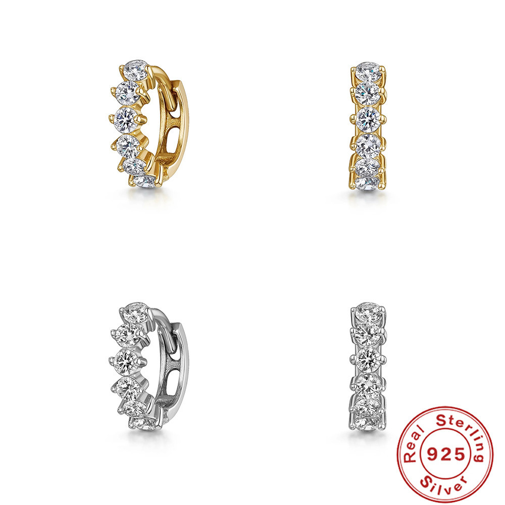 Nueva moda europea y americana simple ins estilo S925 plata esterlina cartílago piercing ZIRCON diamante anillo oído hebilla pendientes