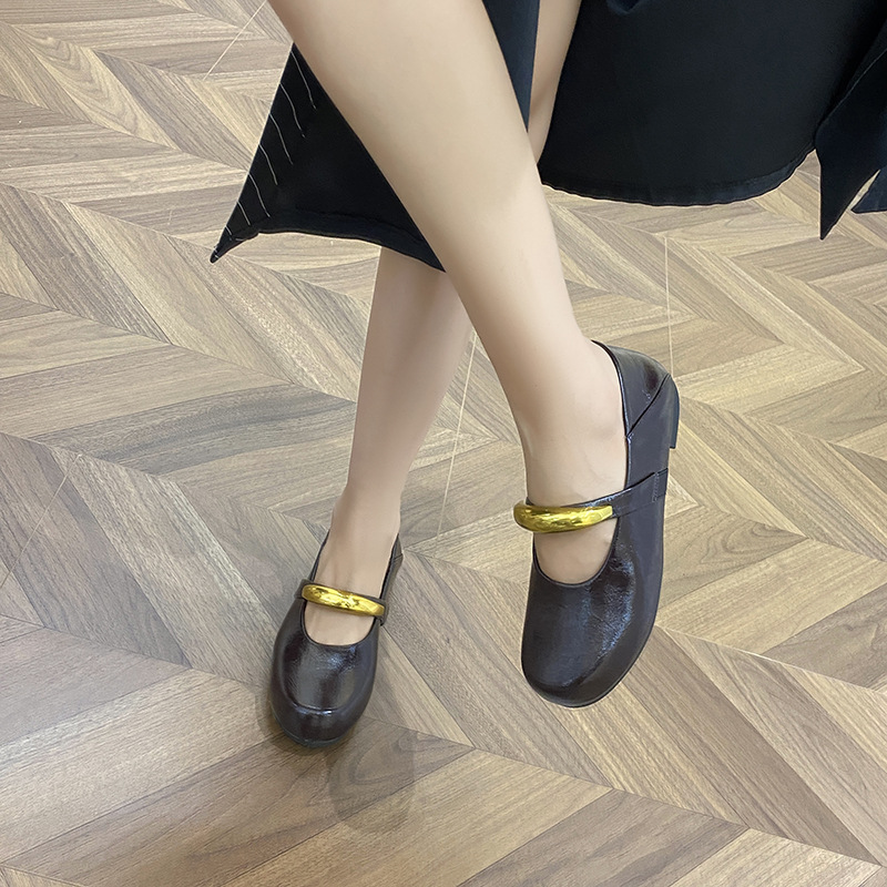 Fashionable French-style Mary Jane With A Buckle And Round Toe For Women, 2026 New Versatile Shallow Soft Leather Flat_vogvips.com