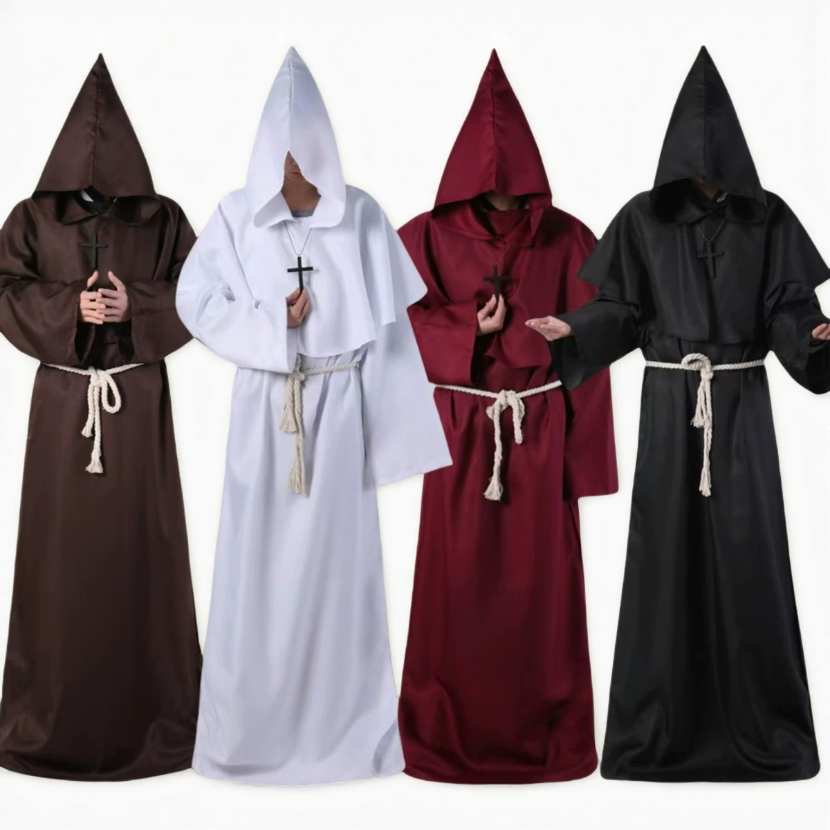 Средневековый костюм монаха, костюм волшебника, священника, костюм для косплея на Хэллоуин, халат Grim Reaper, костюм для ролевых игр.