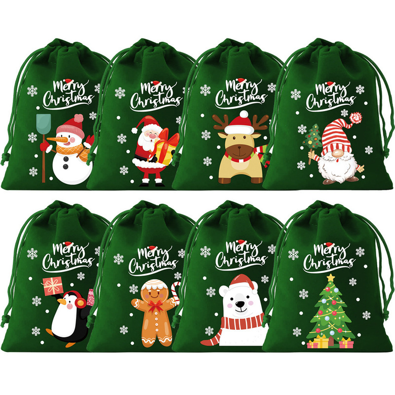 新しい国境を越えた売れ筋クリスマスベルベットバッグ巾着ギフトバッグクリスマスアップルバッグキャンディビスケット包装袋|undefined