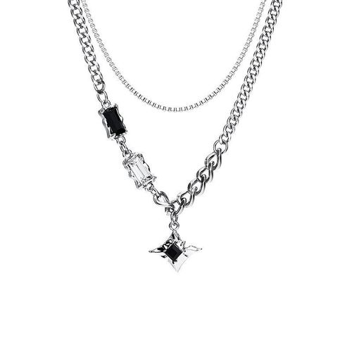 芒星双层项链男款潮毛衣链轻奢小众设计感嘻哈风情侣男生女锁骨链