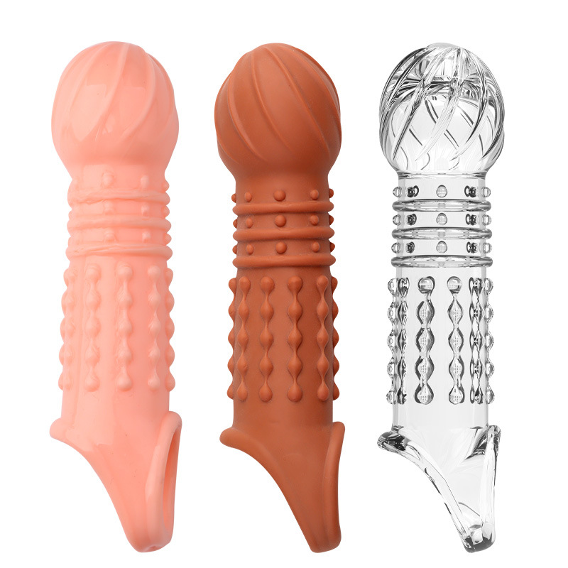 Textured Studded Condom Sleeve with Wolf-Tooth Particles, Delay Lock Design, TPE — detail image 8