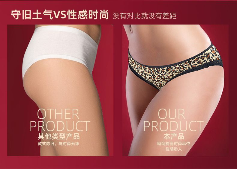 Women’s Leopard Print Lace Briefs Low-Rise Ice Silk Seamless Panties — detail image 5