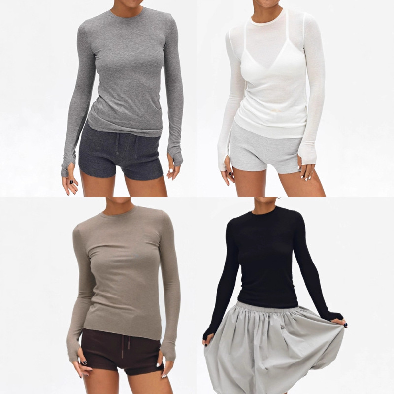 In-Stock Oneup Wool Slim-Fit Base Shirt for Women, Autumn and Winter Long-Sleeve T-Shirt, Slim-Fit Gym Yoga Top In-Stock Oneup Wool Slim-Fit Base Shirt for Women, Autumn and Winter Long-Sleeve T-Shirt, Slim-Fit Gym Yoga Top