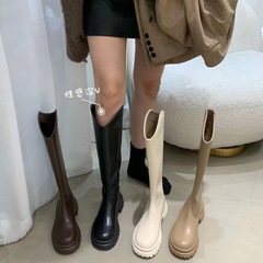超ソフト厚い底高筒ブーツ秋冬ベルベットV口が痩せていて膝を越えない騎士ブーツ