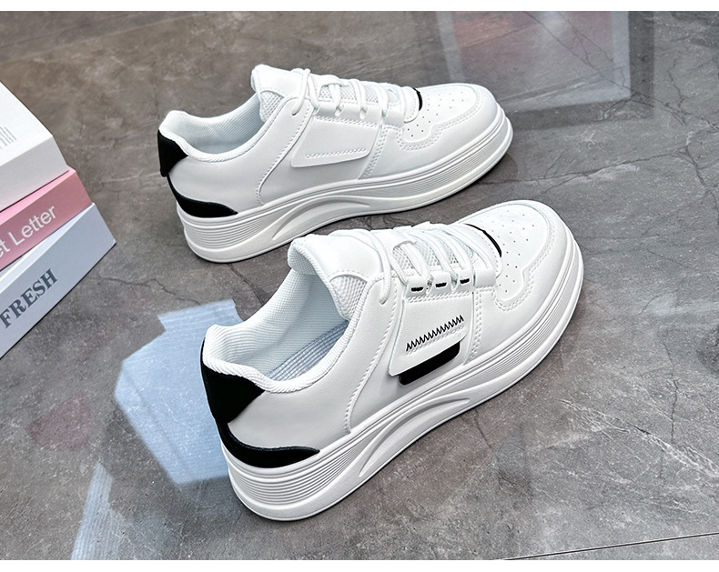 Petites chaussures blanches femme 2024 printemps nouvelle étudiante édition coréenne Instagram tendance polyvalente semelle épaisse chaussures de planche printemps et automne chaussures décontractées_voghion.com