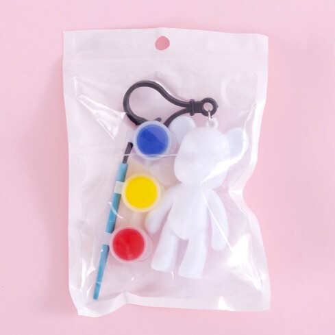 流体熊のキーホルダー卸売り白地児童diy落書き彩色材料バッグ創意手作り暴力熊玩具|undefined