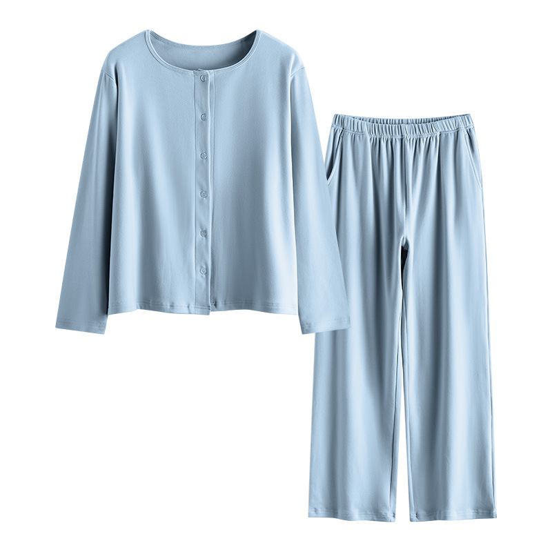 可外穿睡衣女秋冬款加绒2025新款阔腿长袖长裤开衫保暖家居服套装|undefined