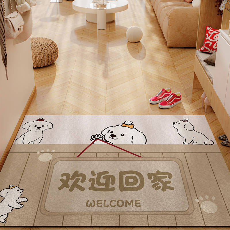 入户门地垫卡通风耐磨防滑玄关地垫可擦免洗PVC进门口皮革地垫|undefined