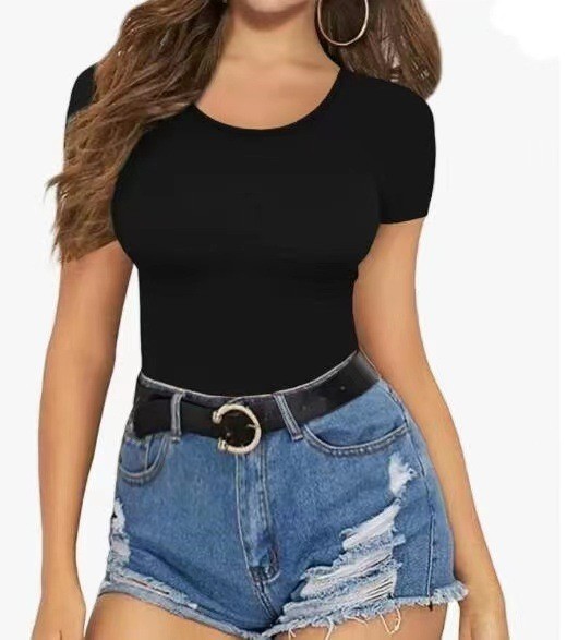 318g Weight Long Sleeve Sleeve Length Shorts Pants Length Acetate Fiber Fabric Type Mid Waist Waist Line Rompers Pants Type Stretchy Elasticity Bodysuits Tops Type Holiday, Daily Occasion Skinny Fit Type Solid Color Pattern Summer, Spring Season Women's Gender Streetwear Style Wholesale Women's Streetwear Solid Color Long Sleeve Bodysuits 10