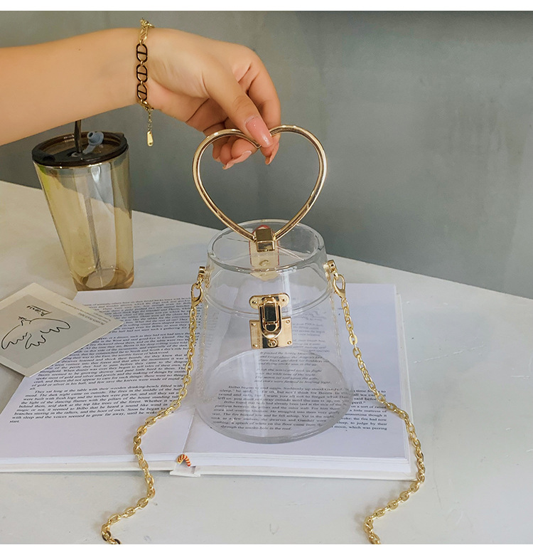 Women's Small All Seasons Pvc Solid Color Streetwear Transparent Cylindrical Lock Clasp Chain Bag display picture 2