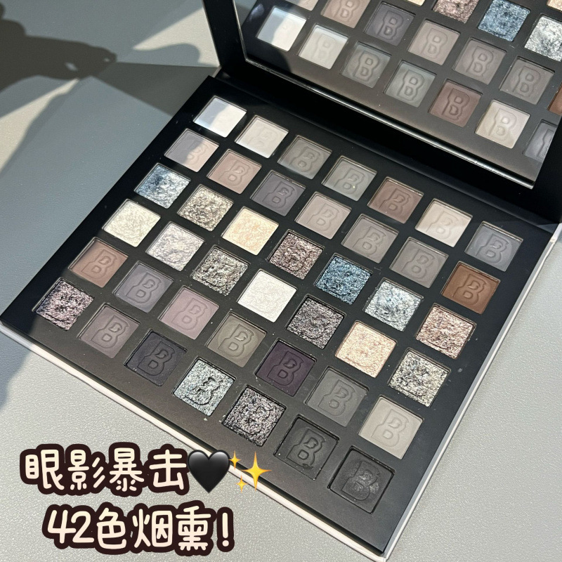 HERORANGE~四十二色烟熏色系眼影盘哑光珠光爆闪高光水泥灰眼影盘