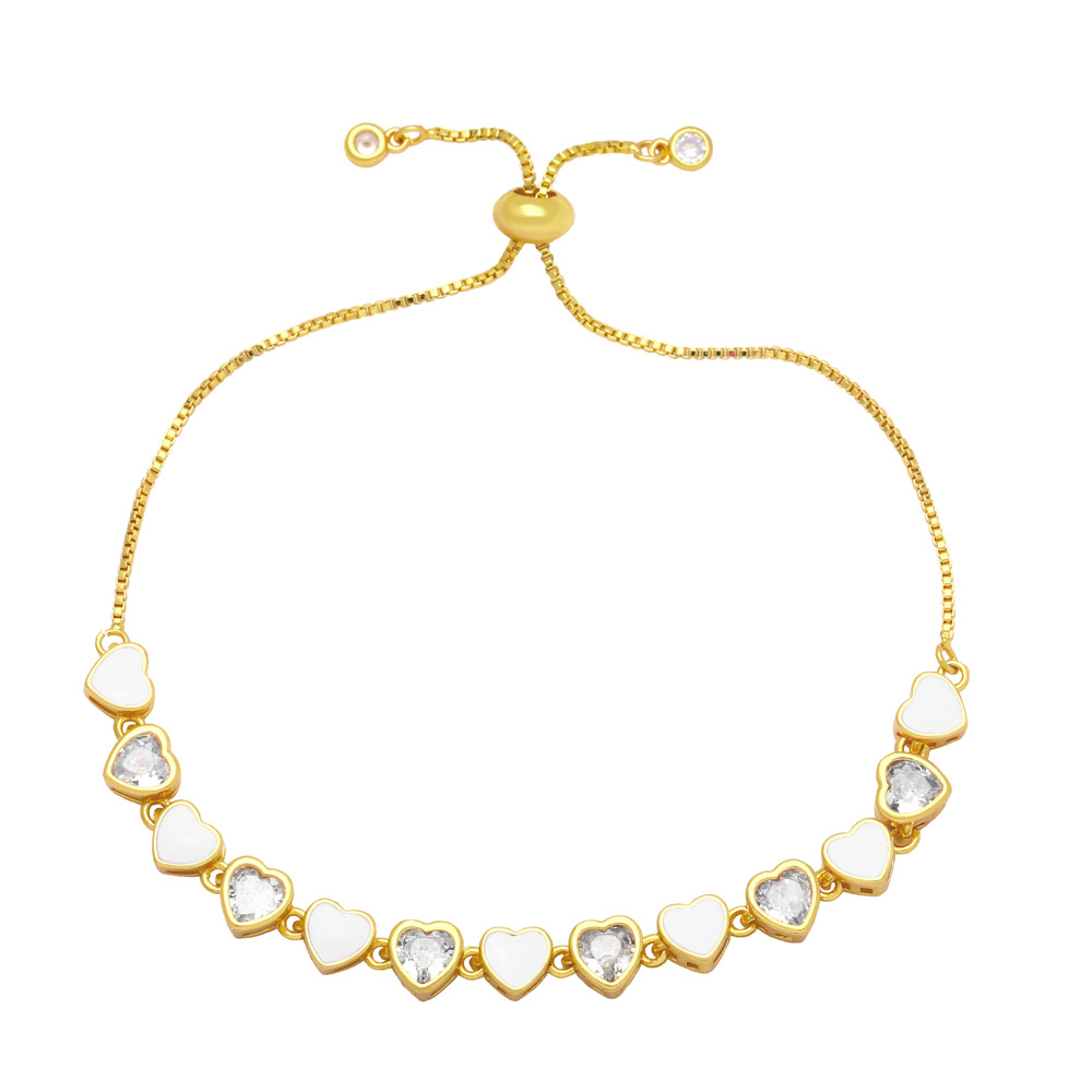 Fashion Copper Heart shape Bracelet Enamel Zircon Copper Bracelets