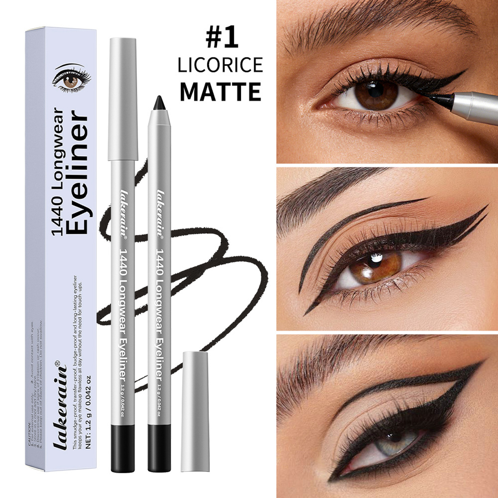 Lakerain Waterproof Eyeliner Is Waterproof, Sweat-Proof, Quick-Drying, Long-Lasting, Non-Smudging, Smooth Eyeliner Makeup, a Popular Foreign Trade Item