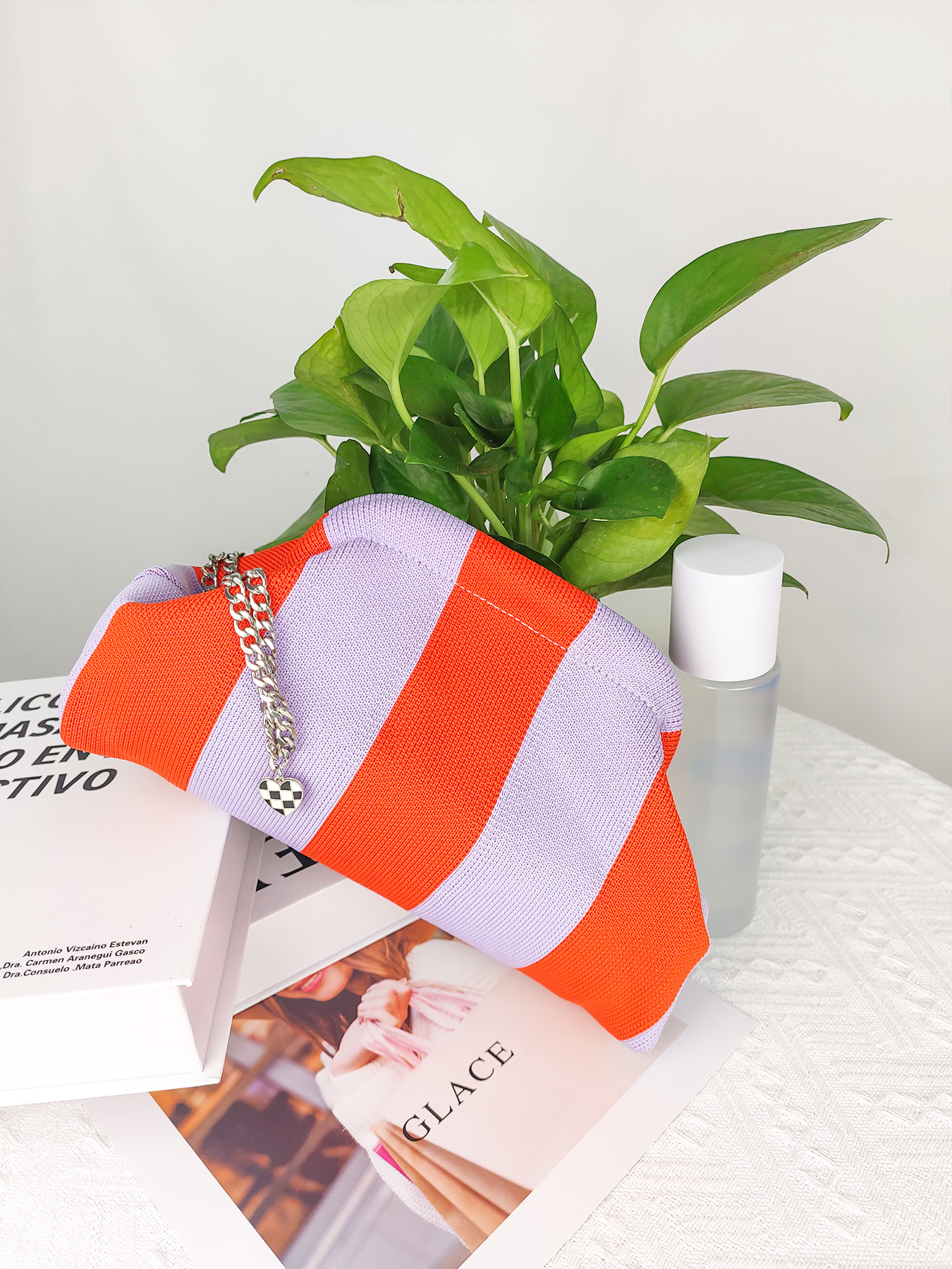 작은 가방 보라색 오렌지