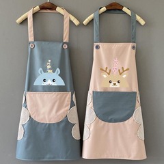 Home creative fashion apron waterproof and oil-proof polyester cooking household cute deer hand-wiping sleeveless kitchen apron