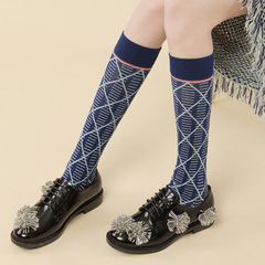 2021秋冬 原創襪子女jk千鳥格黑白菱格小腿襪學院顯瘦及膝長筒襪