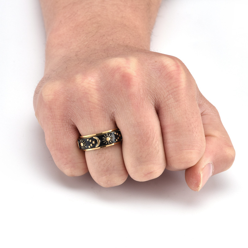 Fashion Star Moon Stainless Steel Plating Rings