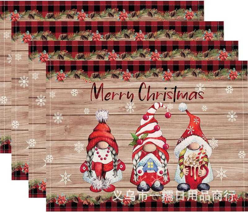 クロスボーダー爆発クリスマス雪だるま食事マット雪格子テーブルマットクリスマスパーティー装飾断熱マット祝日装飾|undefined