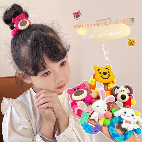 Three Lio Colorful Knitted Autumn/Winter Children's Hair Tie Cartoon Cute Girls Elastic and Durable Headband
