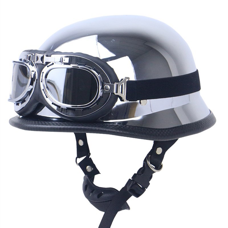 Galwanizowany srebrny hełm Gogle Kask retro Lustrzany hełm M35_voghion.com