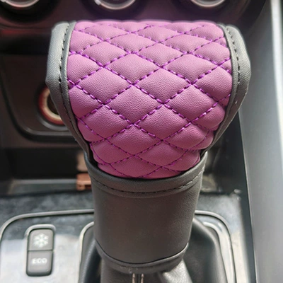 Cover Handbrake Cover Shoulder Pad – Sürətlər qutusu və əl tormozu başlıqları - black-and-purple-gear-handle-cover