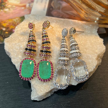 西班牙小众设计师earrings奢华冰花锆高级原创跨境亚马逊isn耳环