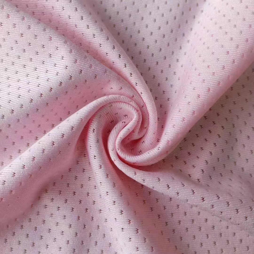 现货40色涤氨网布运动服面料弹力透气瑜伽服针织提花布料 蝴蝶网