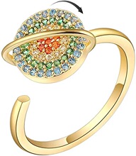 欧美热卖旋转行星戒指女 ins网红转运潮开口食指戒抗压力焦虑礼物