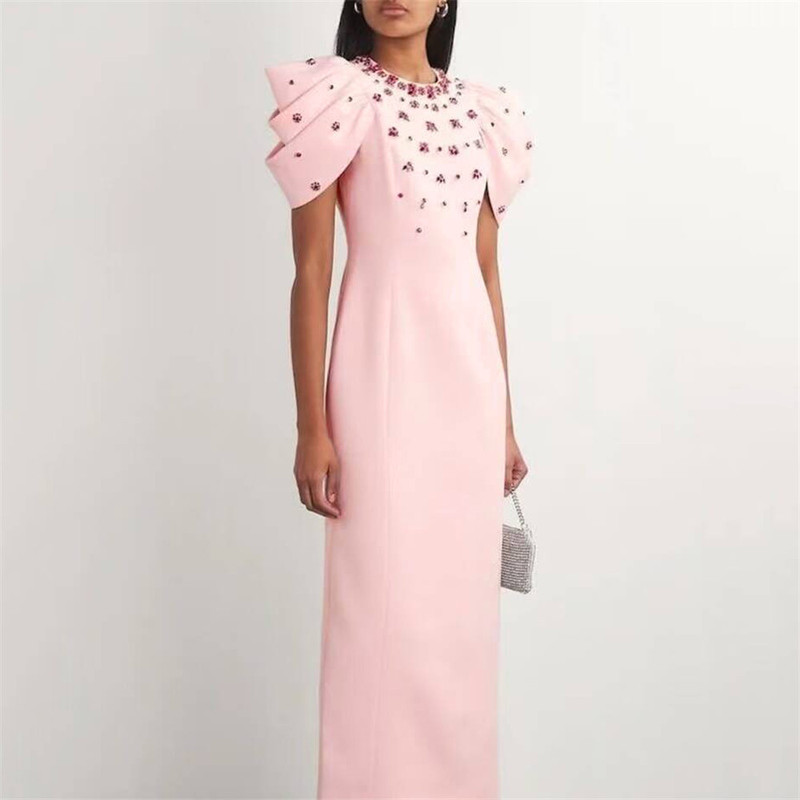 2026 New Fashion Style Ruffle Sleeve Rhinestone Bandage Dress Elegant Gown for Socialite Parties and Banquets