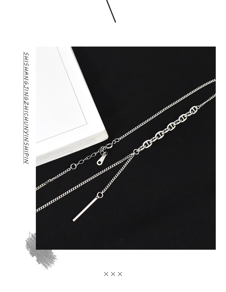 Linglang Trendy S925 Sterling Silver Necklace Chain for Women Fashion Silver Choker Jewelry Gift Idea