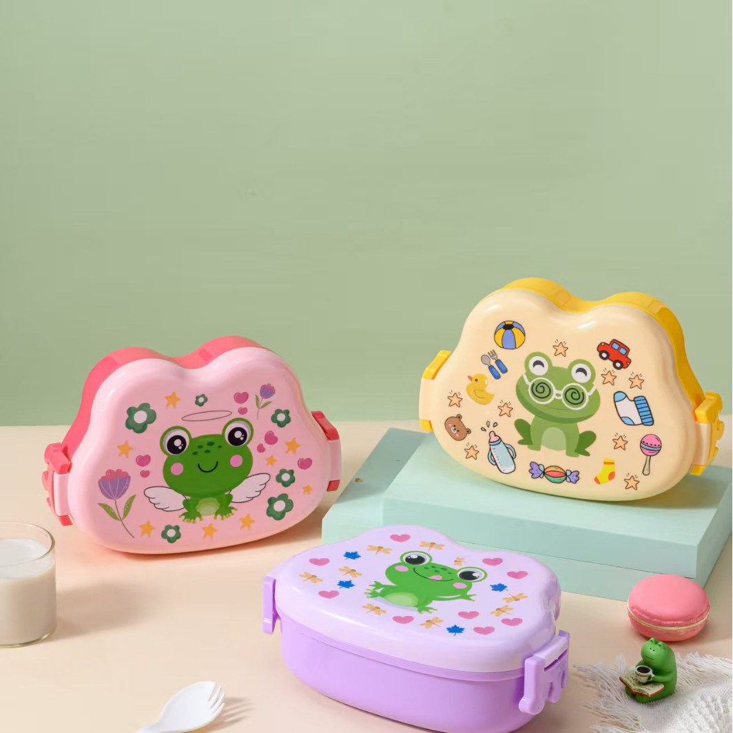 Cartoon cute fun children's microwave oven lunch box baby sealed lunch box student compartment lunch box with spoon