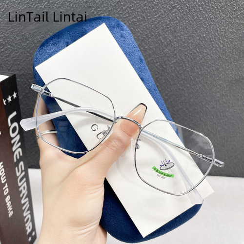 D80002 Metal Milk Coffee Rose Gold Eyeglass Frame Retro Literary Style Anti-blue Light Glasses Can Be Customized for Myopia
