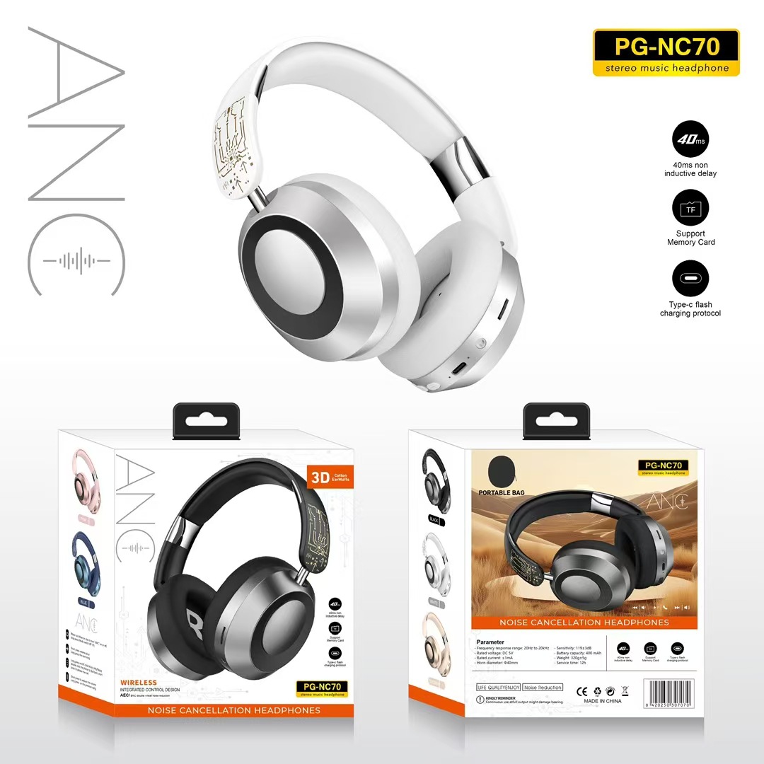 Nuevos auriculares Bluetooth con reducción activa de ruido ANC transfronterizos, duración de la batería ultralarga, auriculares de radio plegables simples