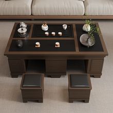 火烧石功夫茶几中式现代茶桌椅组合简约茶台办公大理石家用泡茶桌