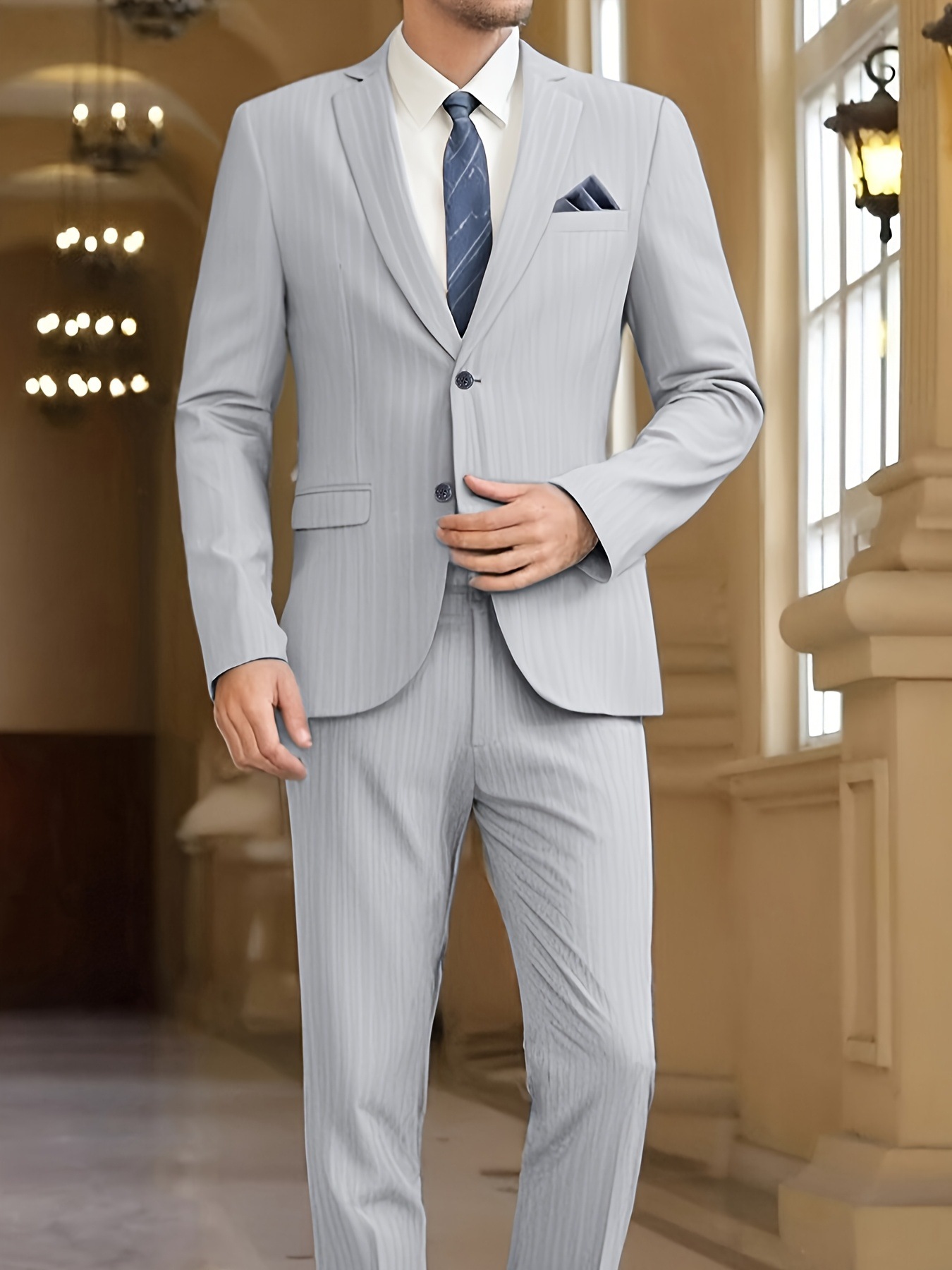 Traje de hombre, una sola fila de dos botones, vestido de cuello plano, vestido de novio y mejorrino, traje de trabajo profesional.