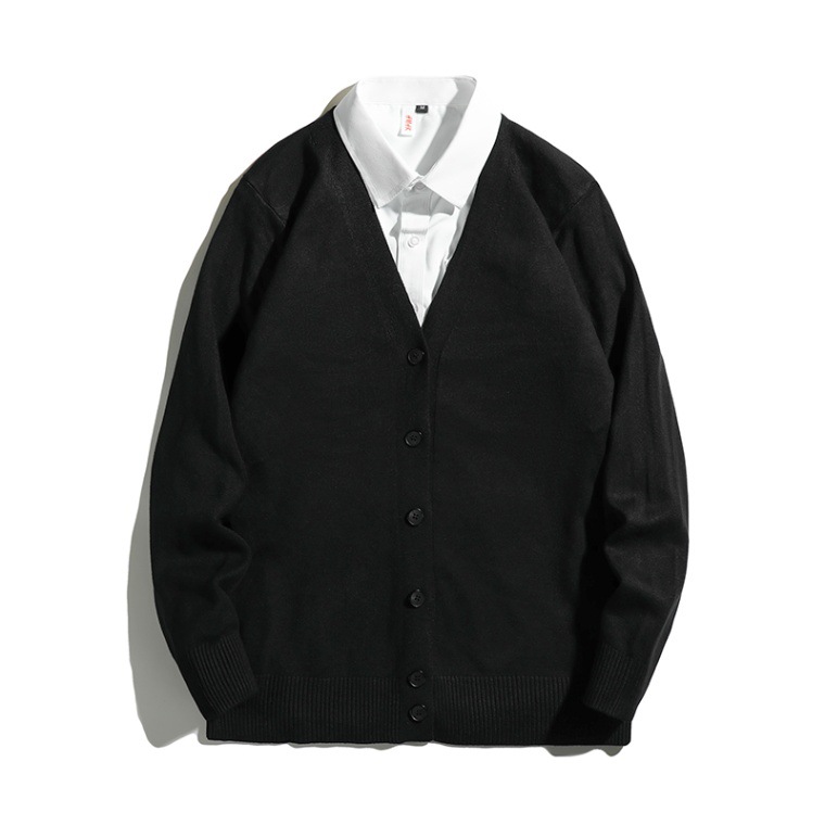 Otoño y invierno nuevo suéter hombre cardigan V-cuello abrazado chaqueta suelta casual suéter de punto suelto simple