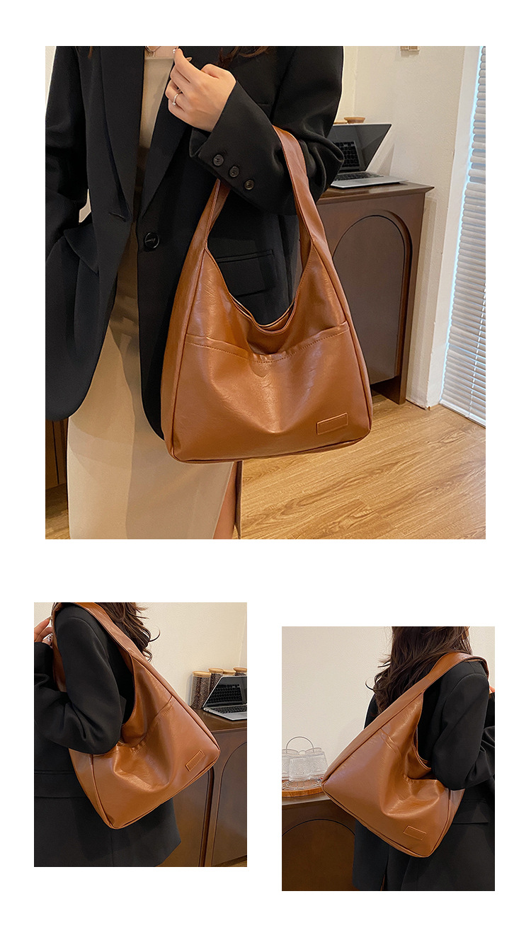 Large-capacity female 2024 new autumn and winter soft leather bucket bag, commuter tote bag, college student class single-shoulder bag undefined
