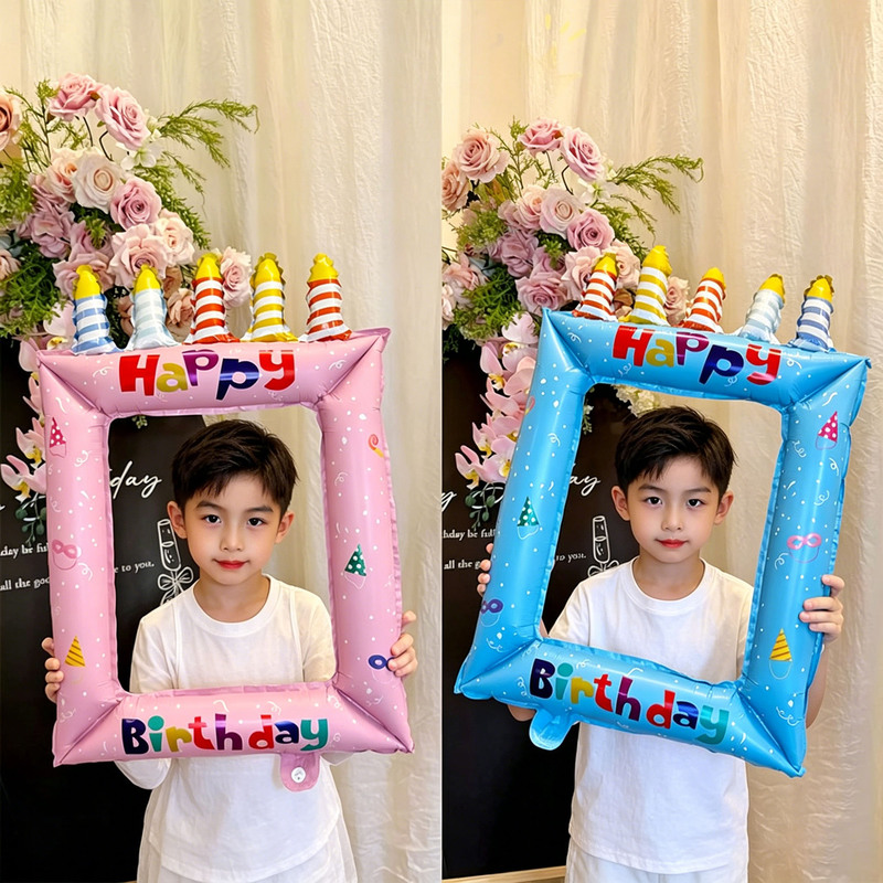 Ins Photo Frame Balloons Kidsren's Photo Props Boys and Girls One-Year-Old Baby Birthday Scene Decoration Supplies Ins Photo Frame Balloons Kidsren's Photo Props Boys and Girls One-Year-Old Baby Birthday Scene Decoration Supplies