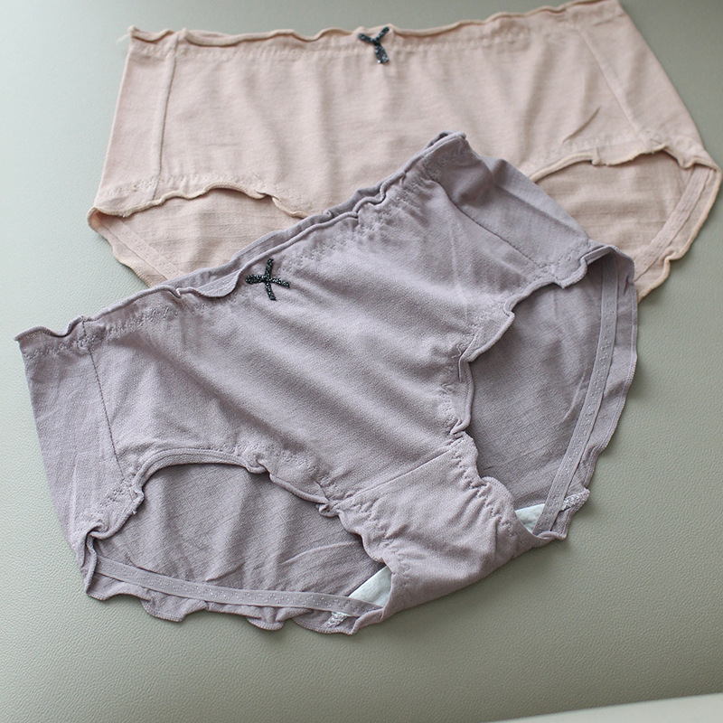 8039 Thin Cute Bow Ruffled Breathable Low Waist Women's Briefs Shorts