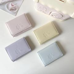新款ins風小熊錢包簡約溫柔色系清新多功能學生飯卡零錢卡包卡夾