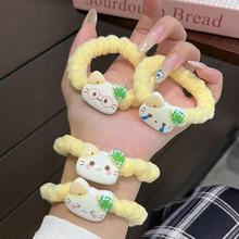 可爱猫咪甜甜圈毛绒小肠发圈软萌少女新扎马尾发绳卡通头绳发饰