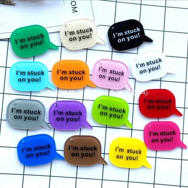 Colorful clothing acrylic oil-sealed charm keychain pendant I custom bubble English letter pendant DIY accessory