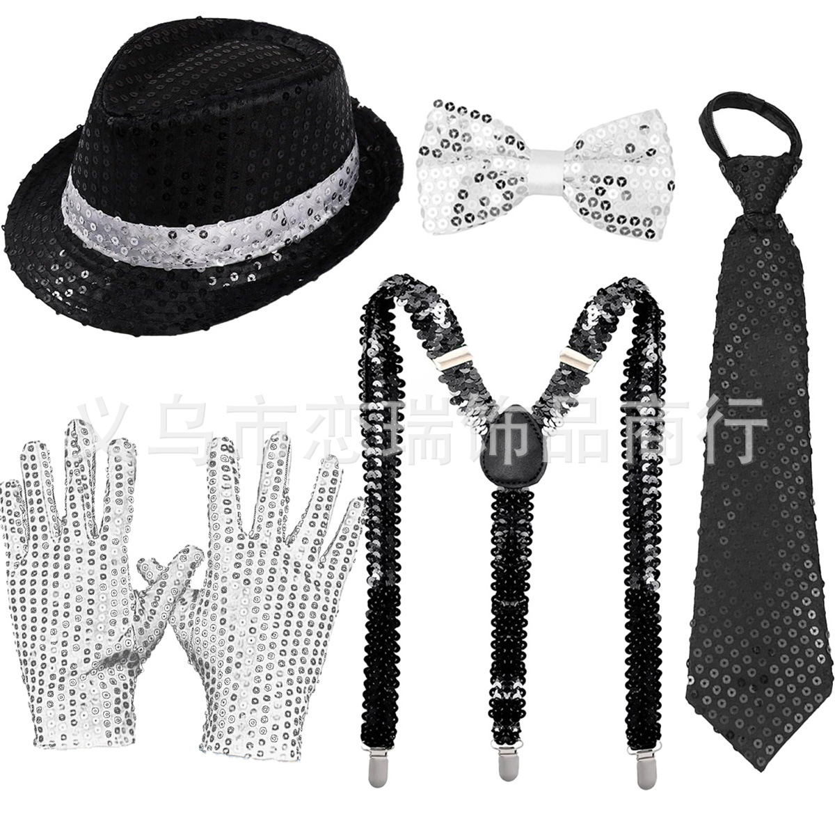 70s DISCO espectáculo accesorios esquinilla sombrero corbata guantes cinturón hombre conjunto Xiaoyin TEMU en stock