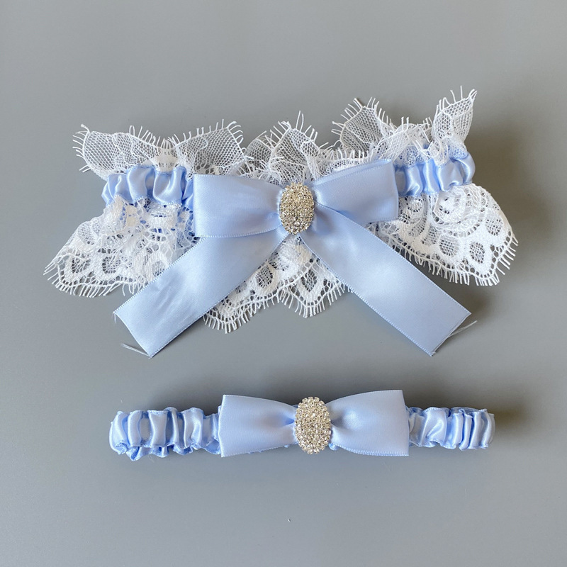 New Western wedding supplies lace Blue Pearl bridal Garter leg decoration Garter foot decoration