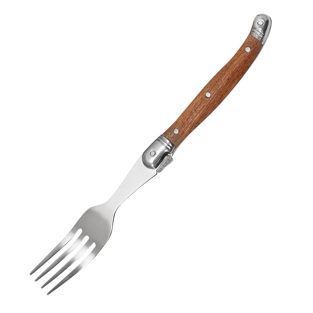 Comercio exterior mango de madera filete de acero inoxidable cuchillo tenedor cuchara juego de vajilla cuchara cuchara cuchara cuchara cuchara de sopa carne cortada cuchillo especial para comida occidental