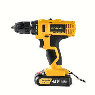 Double New 48Vf Hand Electric Drill Double Speed Lithium Electric Drill Hand Gun Drill Rechargeable Drill Electric Screwdriver Impact Drill Household